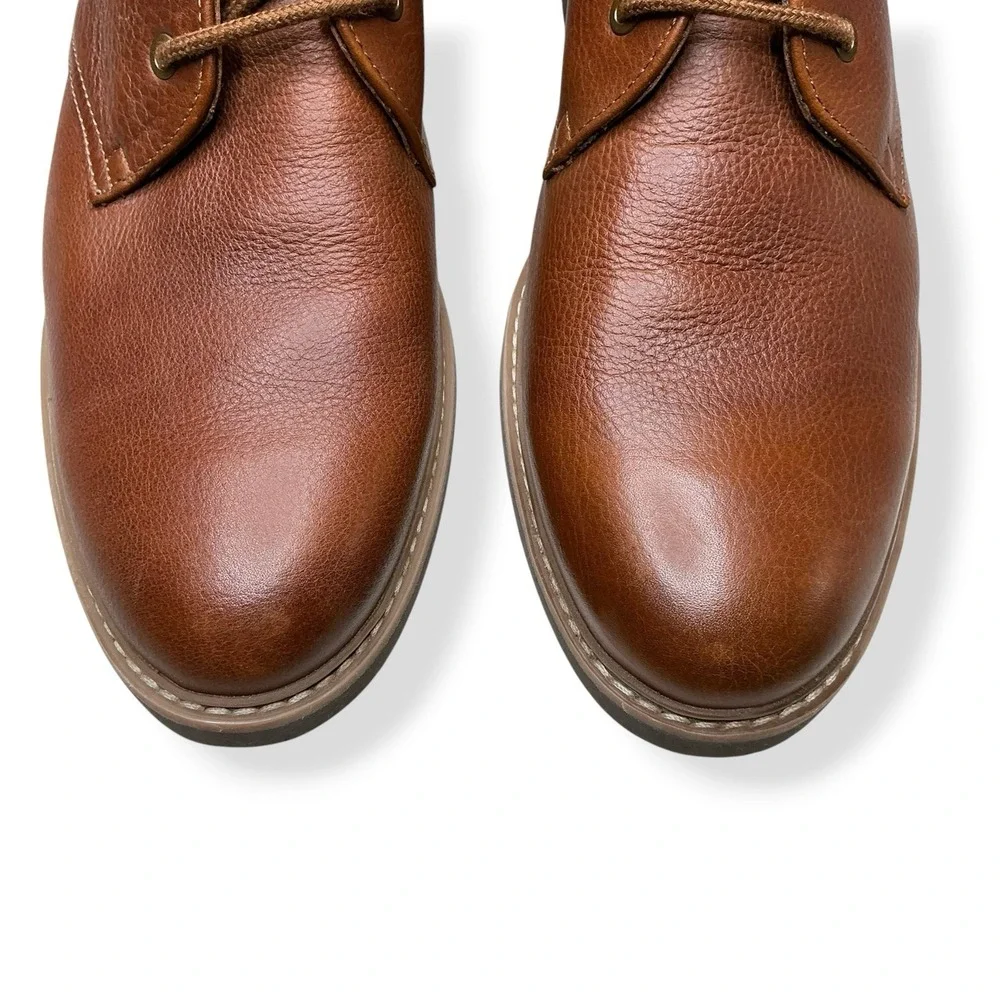 Hush Puppies Detroit Chukka Boots Men Size 10 Cognac Tan Leather Lace Up